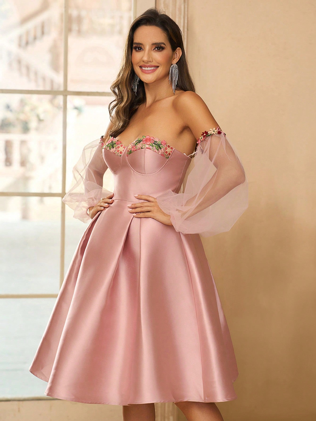 LLstyle Women's Elegant Romantic Delicate Off Shoulder Dress