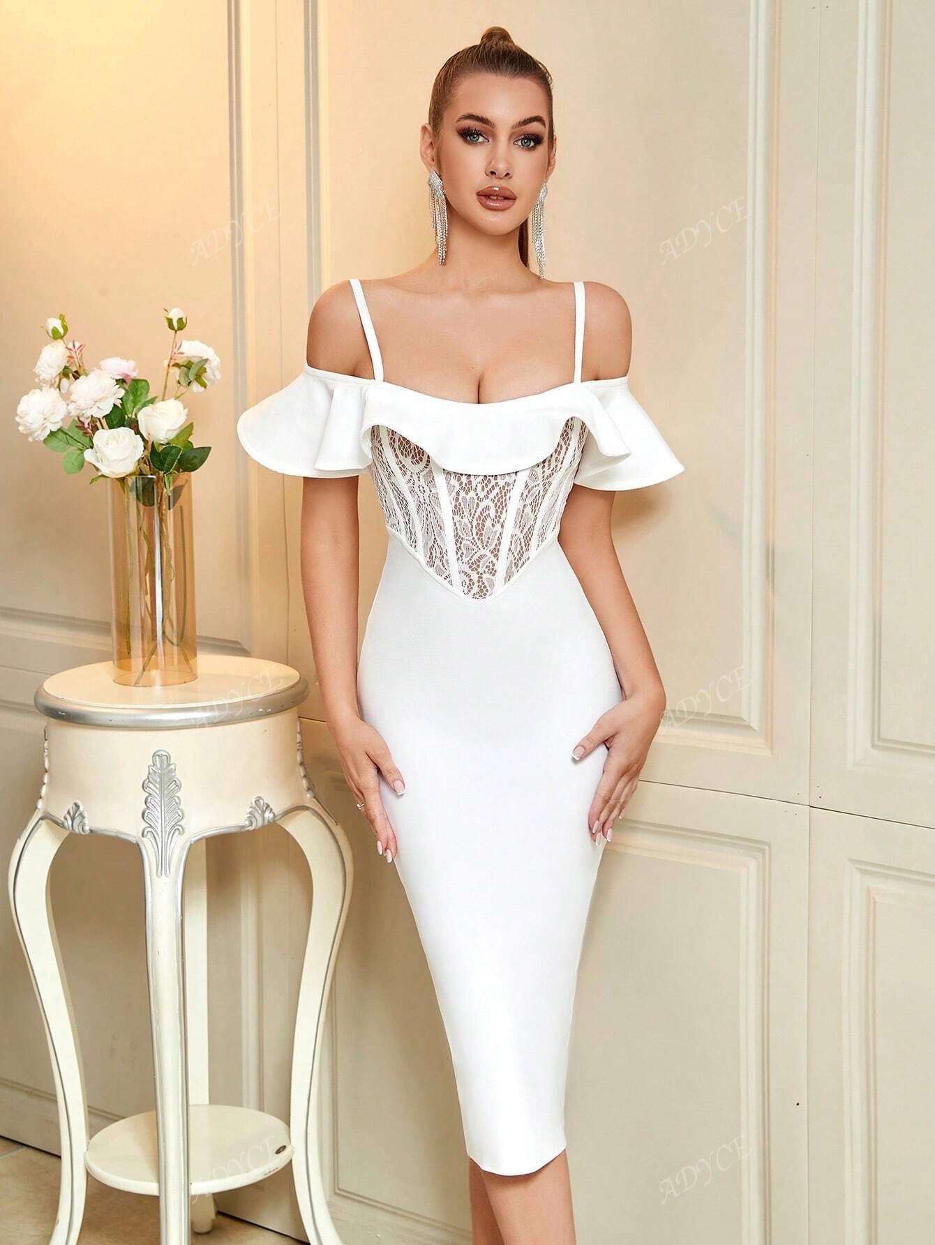 LLStyle White Spaghetti Strap Midi Dress