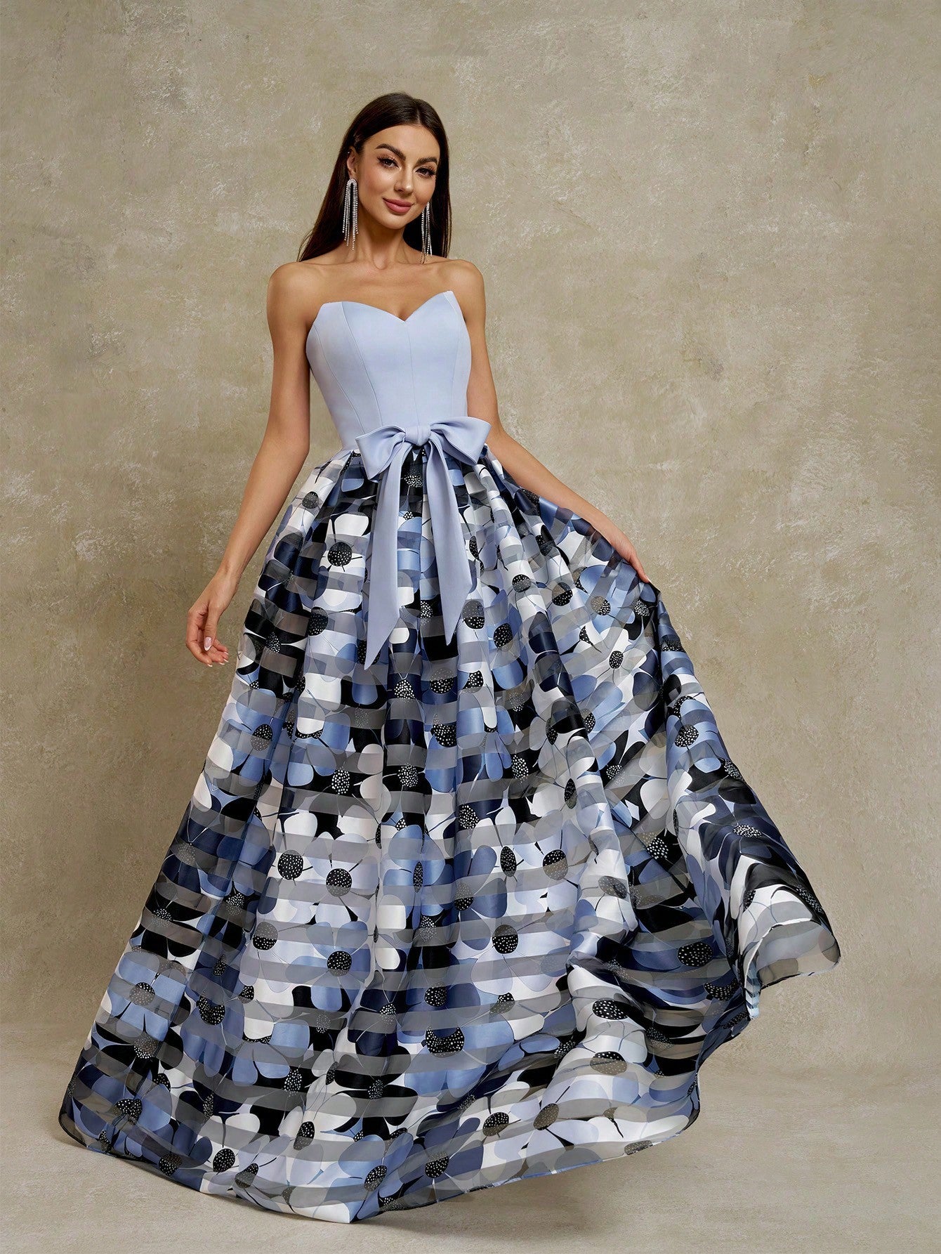 LLstyle Decor Polka Dot Tulle Print Long Evening Dress