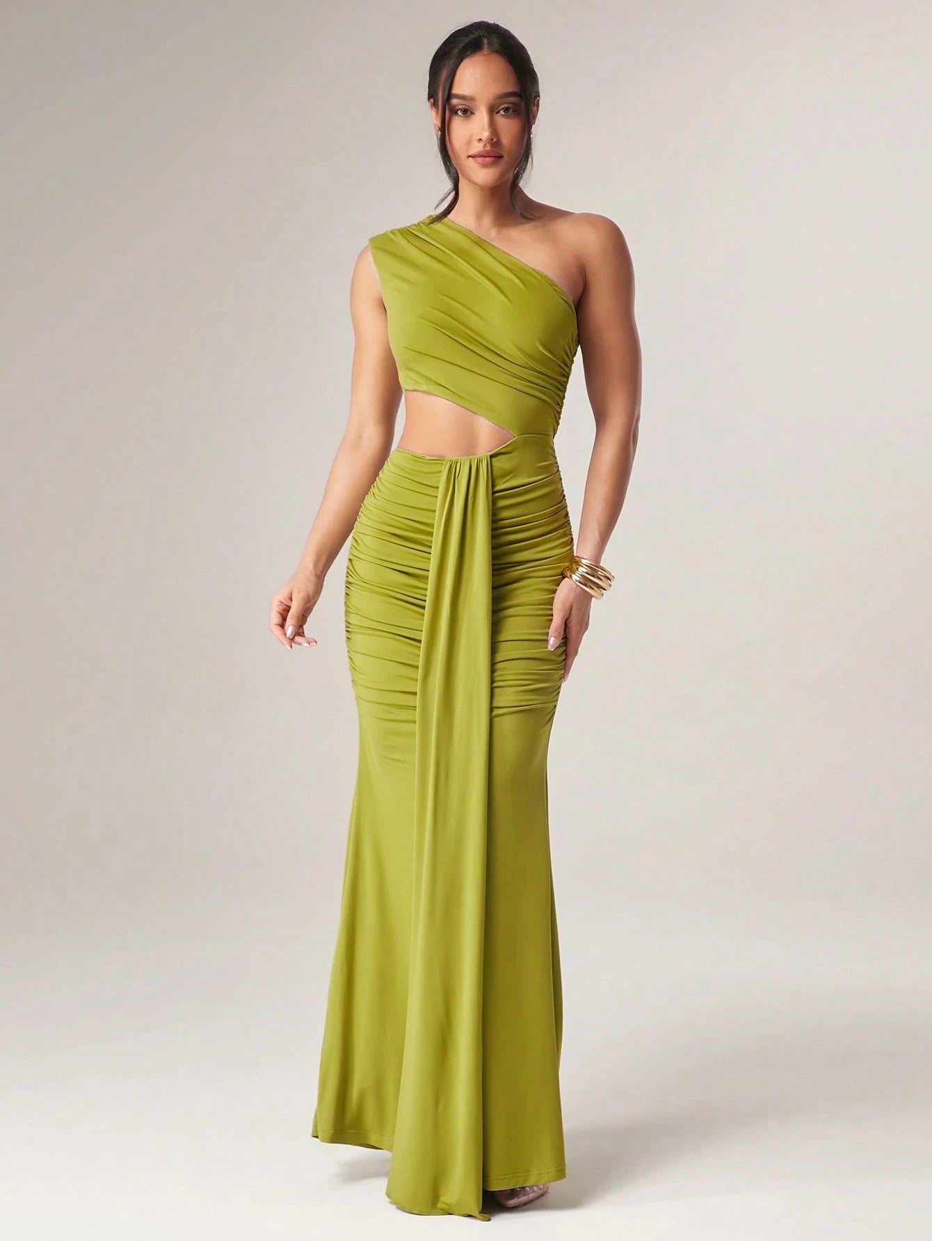 LLstyle Women's Elegant Party Asymmetrical Draped Maxi Fishtail Dress