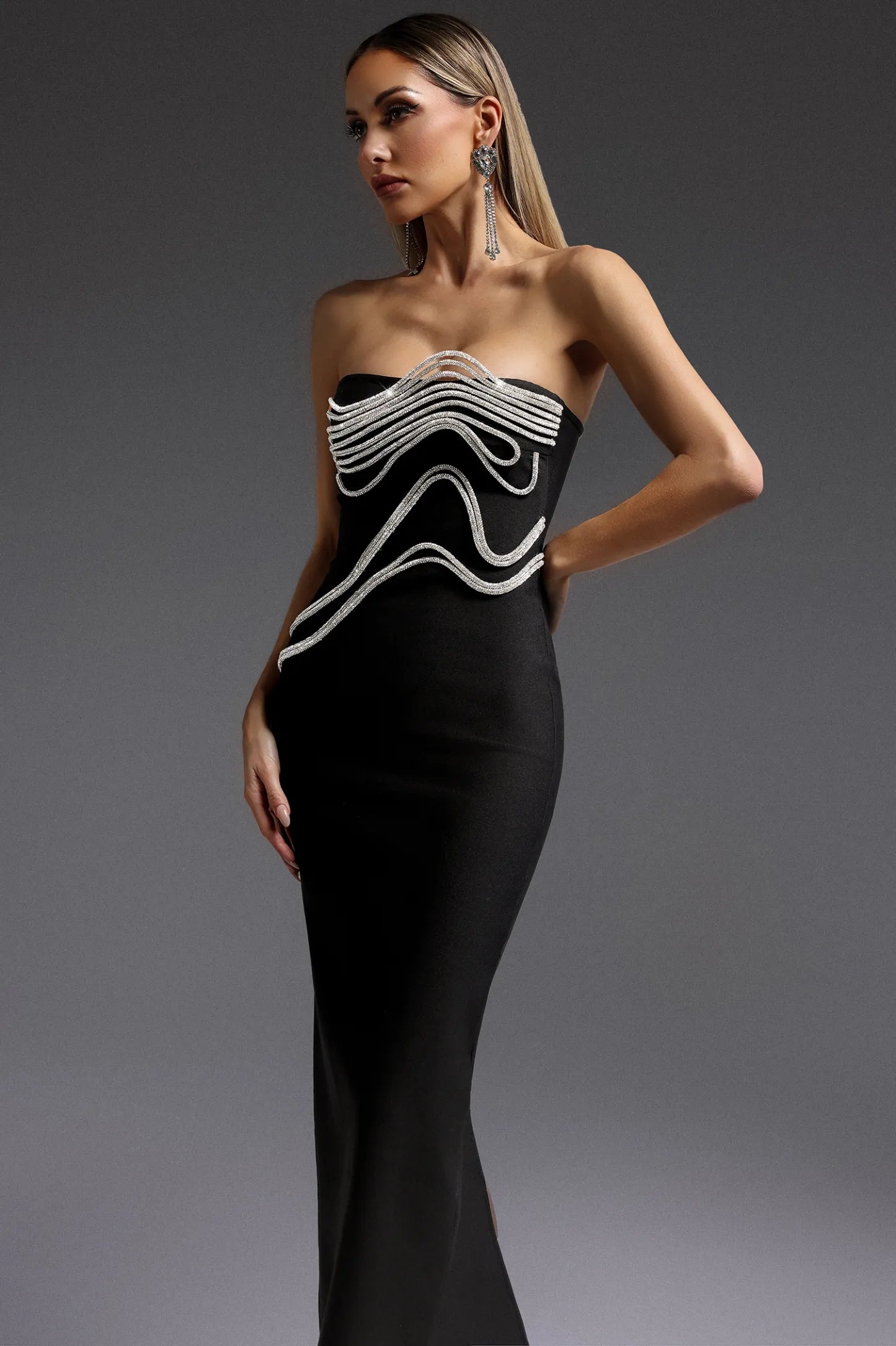 LLstyle Elegant Black Strapless Sleeveless Bandage Dress