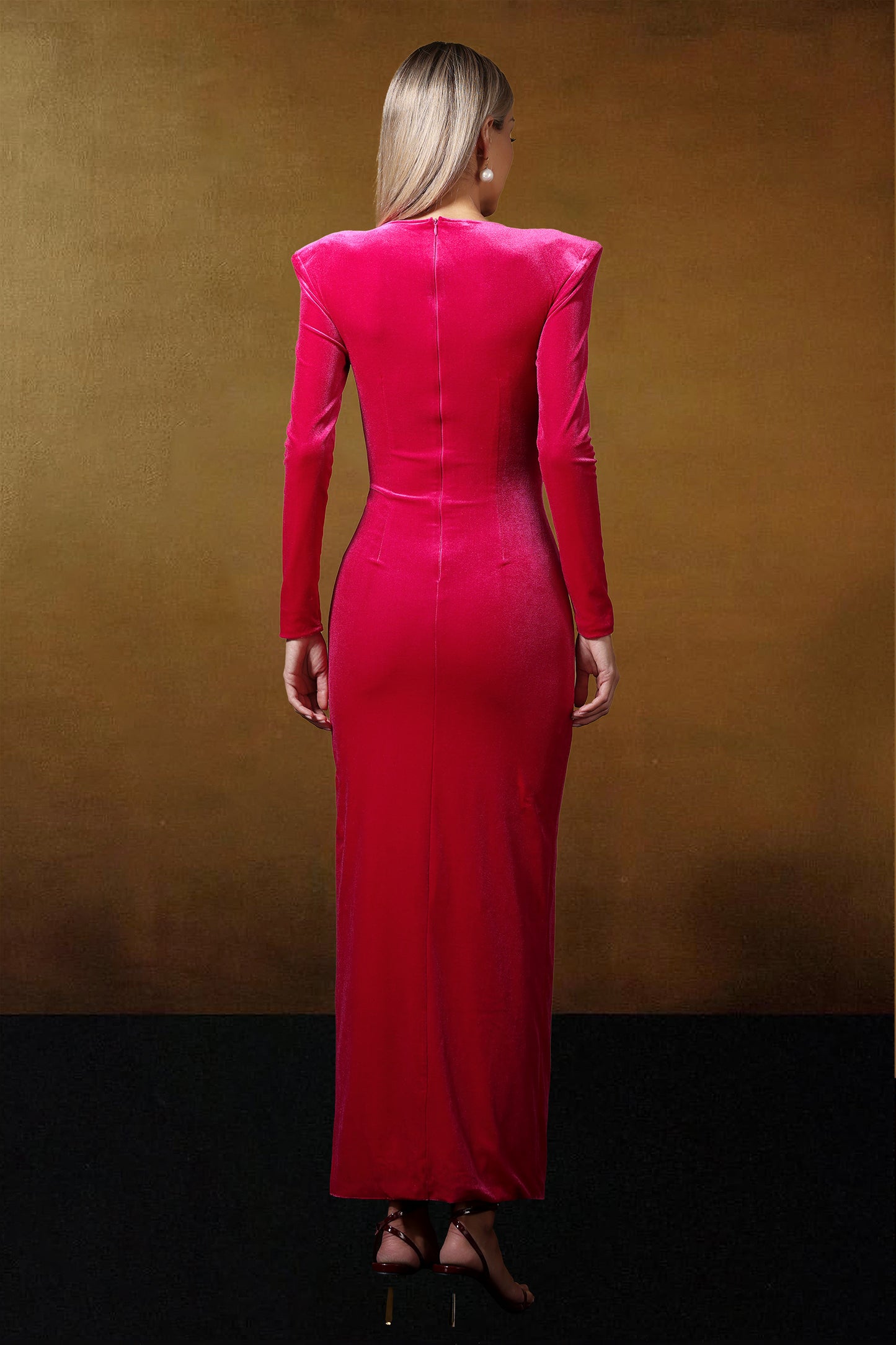 LLstyle Draped Velvet Maxi Dress