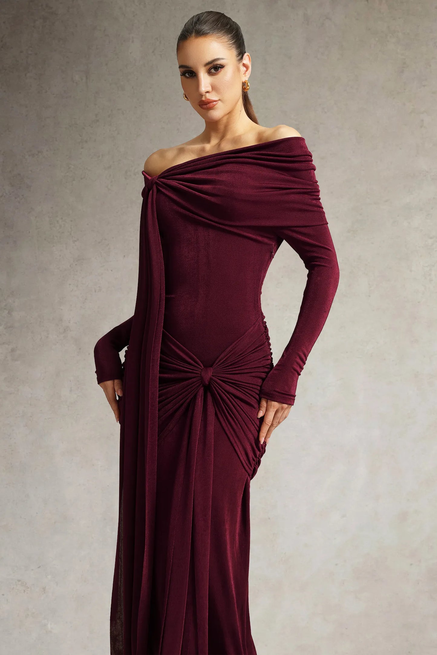 LLstyle Draped Off-Shoulder Maxi Dress