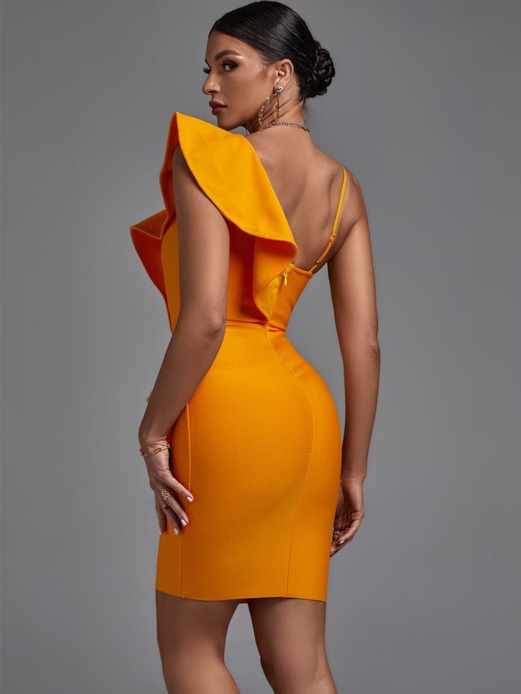 LLStyle Sexy Orange V-Neck Mini Dress