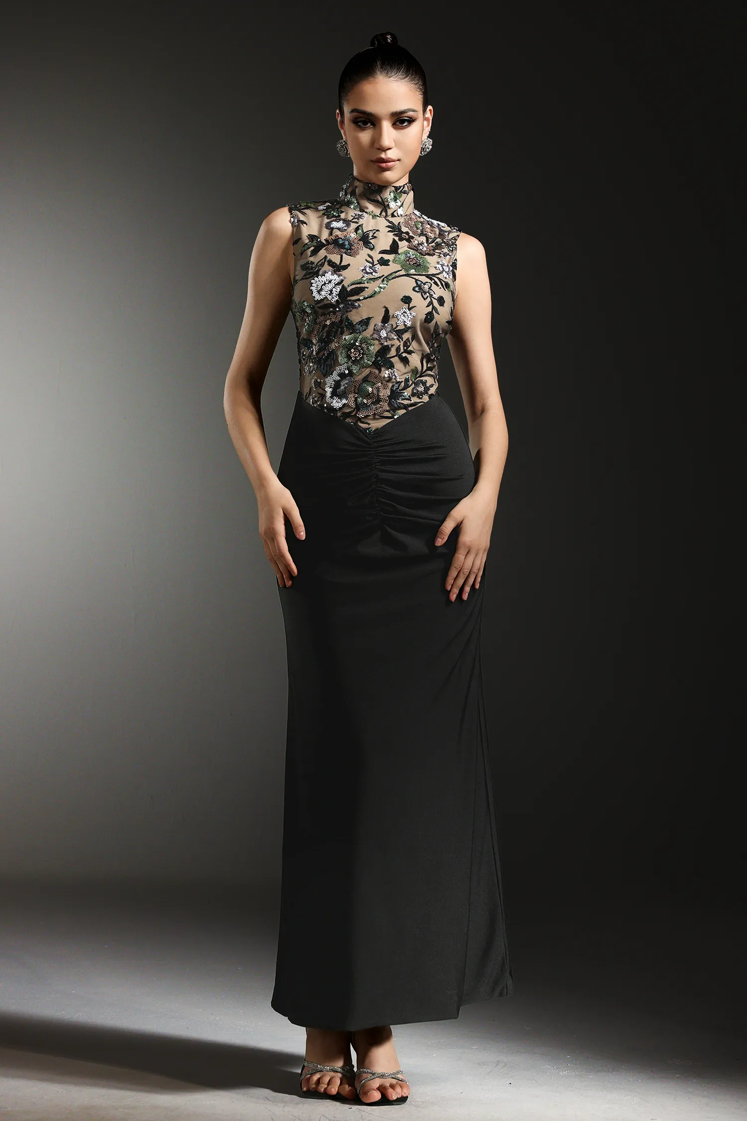 Sam High-Neck Evening Gown