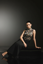 Sam High-Neck Evening Gown