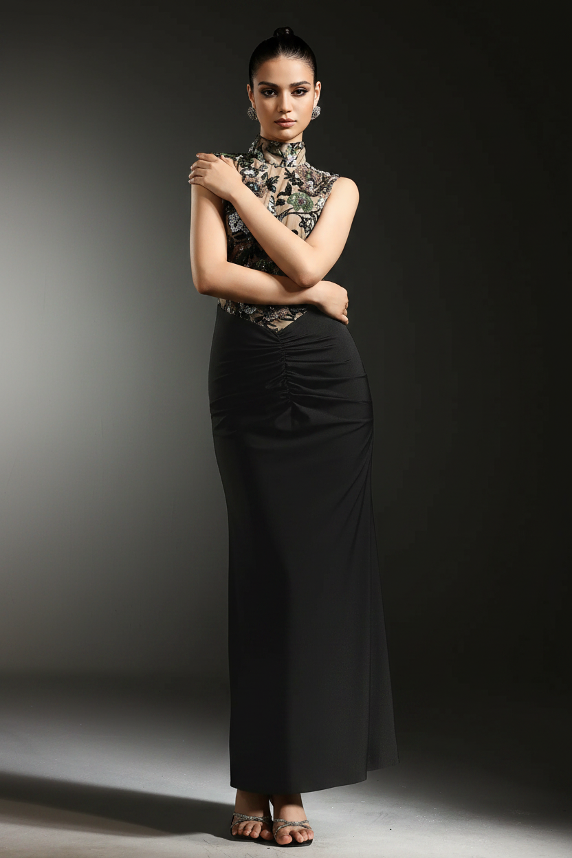Sam High-Neck Evening Gown