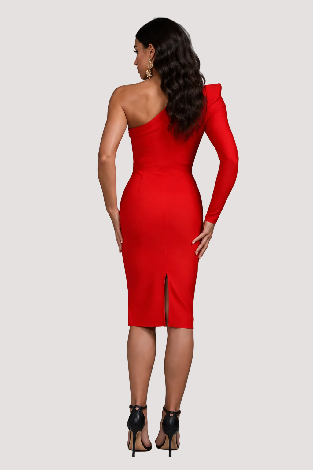 Ren One-Shoulder Belted Midi Dress