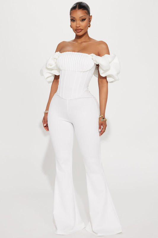 LLstyle In Ruffles White Jumpsuit