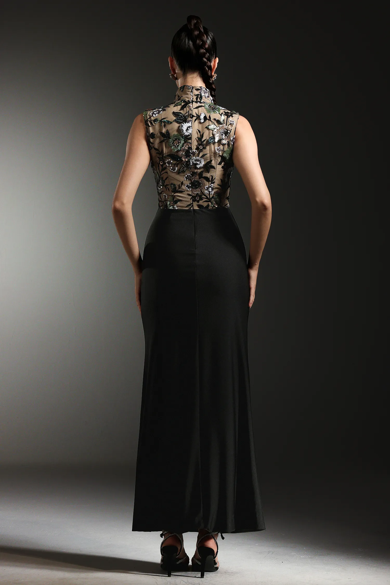 Sam High-Neck Evening Gown