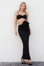 Roselia Crystal Strap Bandage Midi Dress