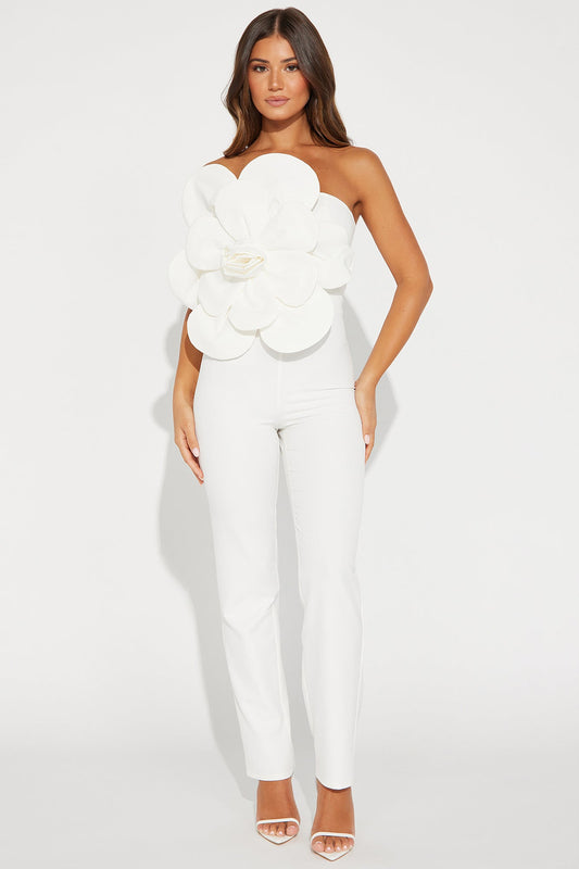 LLstyle Flowers White Jumpsuit