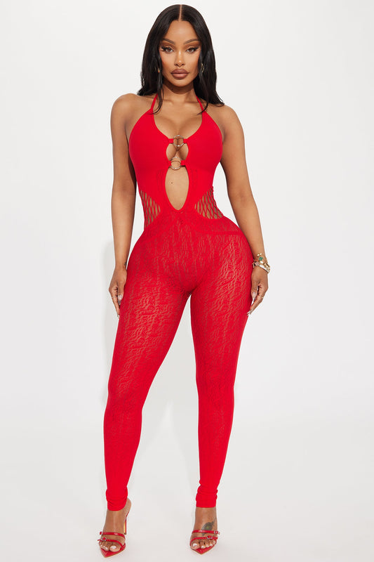 LLstyle Larger Than Life Seamless Red Jumpsuit