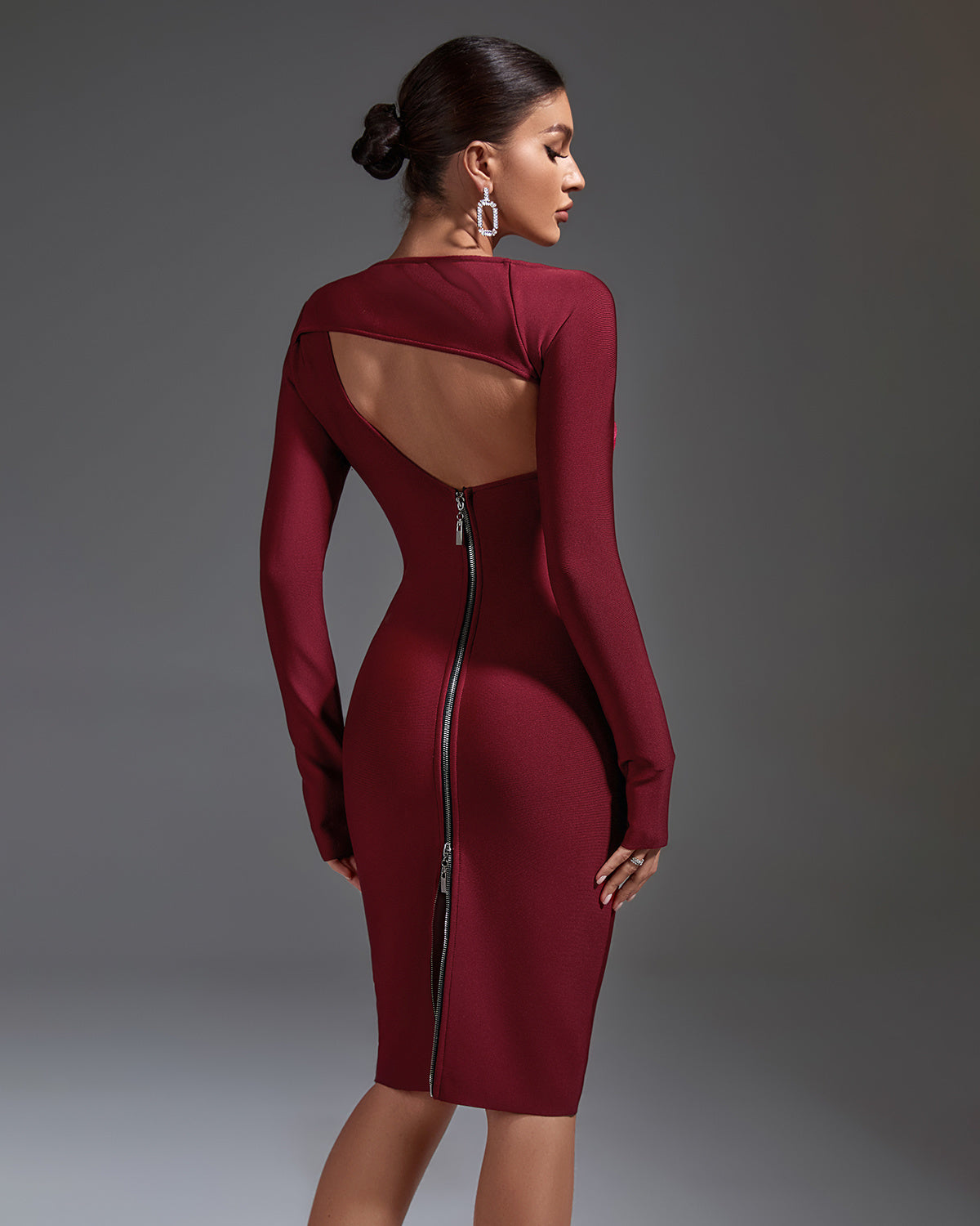 LLstyle Wine Cutout Bodycon Dress