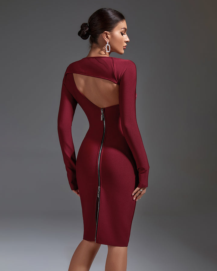 LLstyle Wine Cutout Bodycon Dress