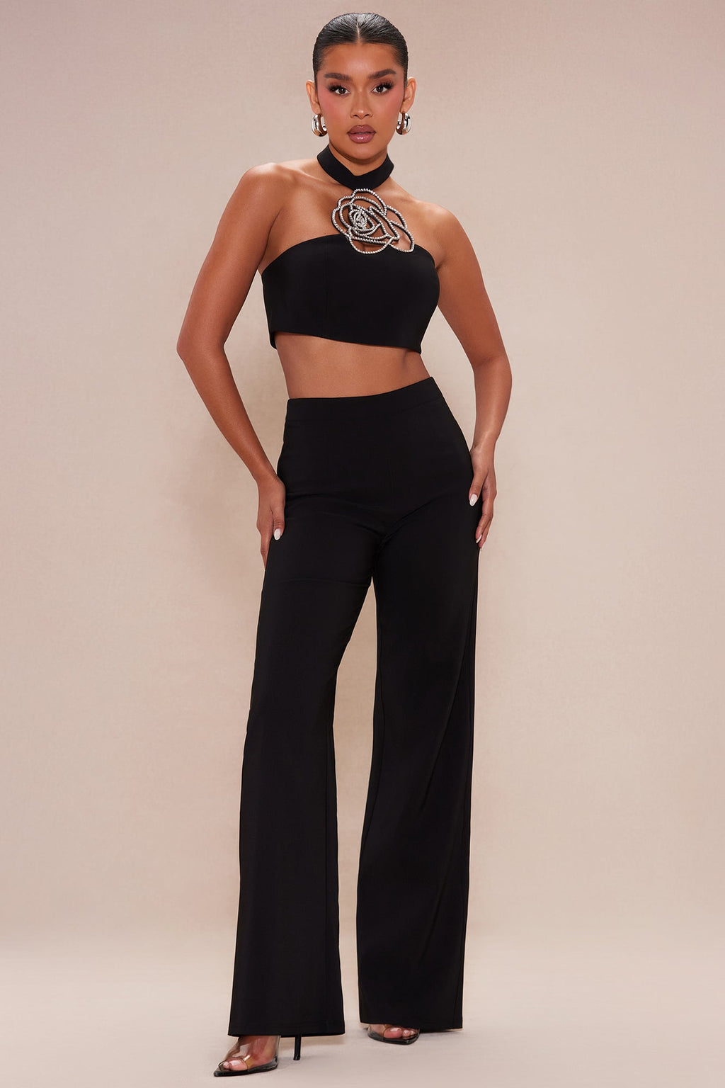 Adeline Embellished Rose Pant Set
