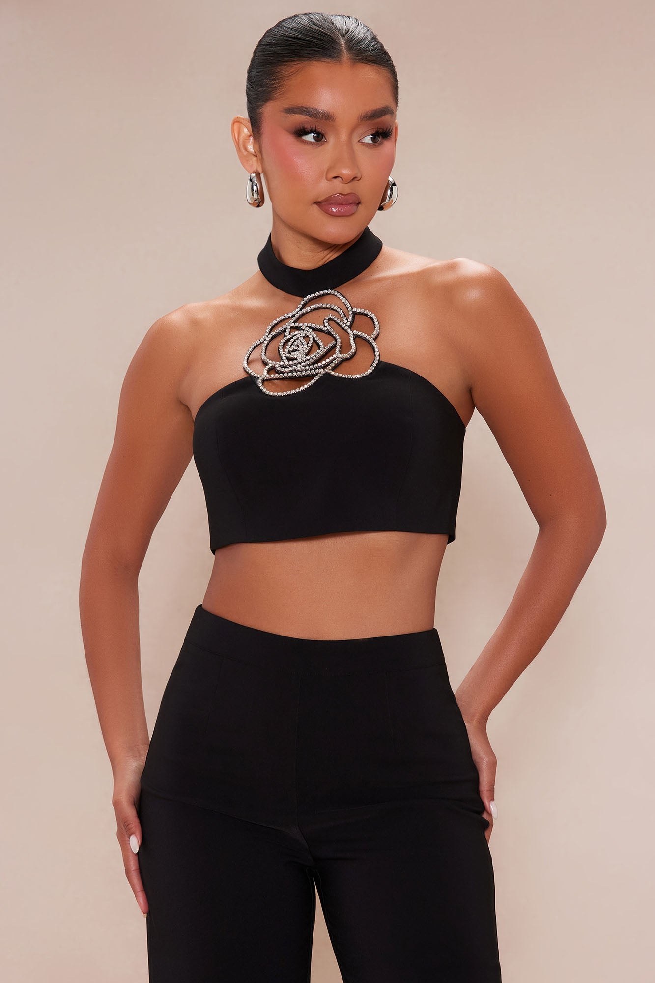 Adeline Embellished Rose Pant Set