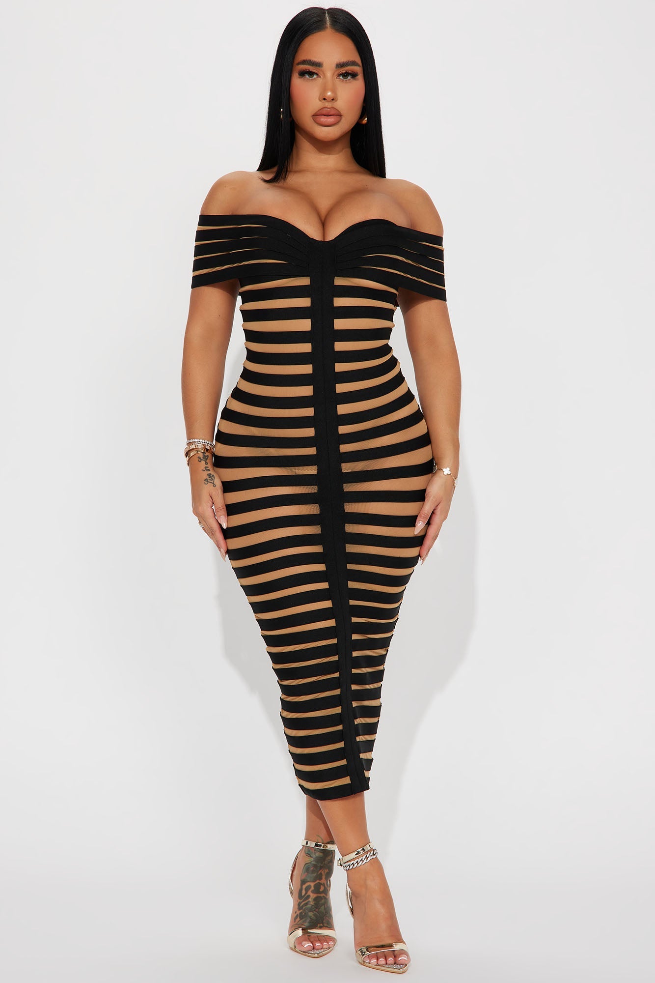 LLstyle Bandage Midi Black/combo Dress