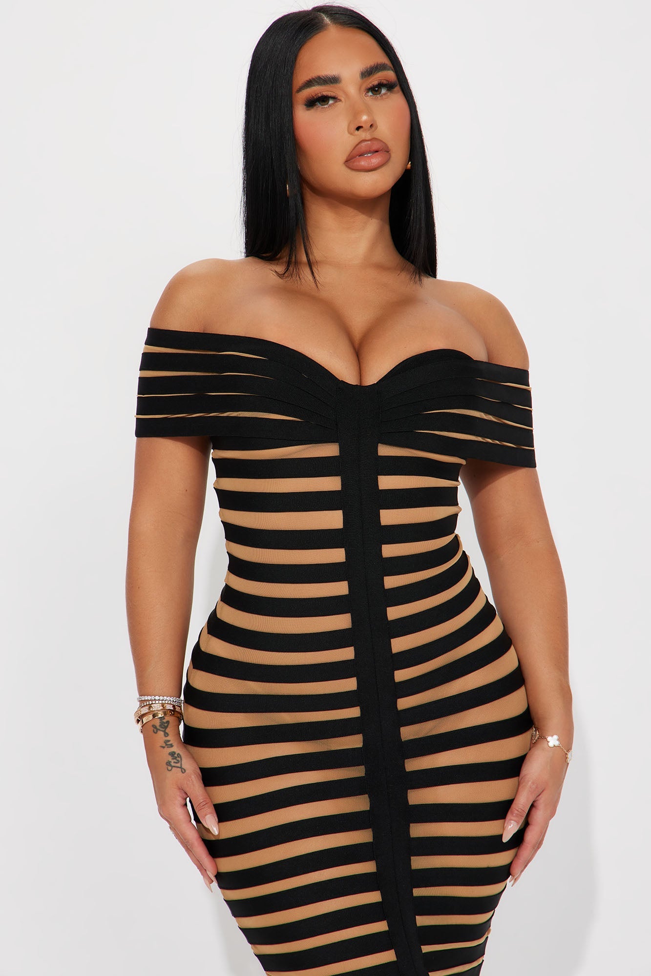 LLstyle Bandage Midi Black/combo Dress