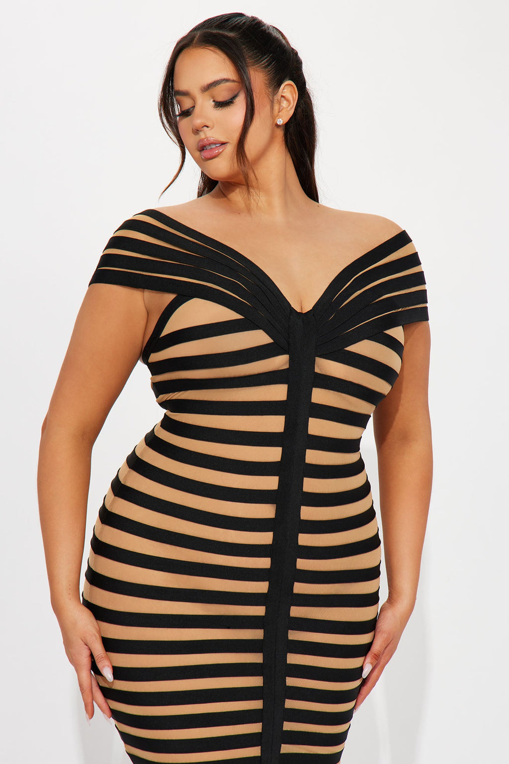 LLstyle Bandage Midi Black/combo Dress