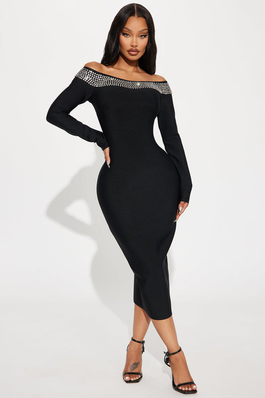 Droppin' Jewels Bandage Midi Dress