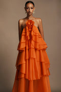 Emory Floral Halter Ruffled Maxi Dress