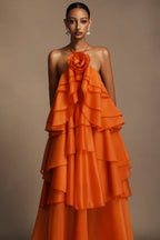 Emory Floral Halter Ruffled Maxi Dress