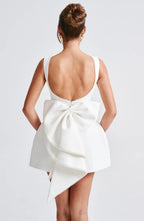 Everleigh Pearl Bow Back Mini Dress