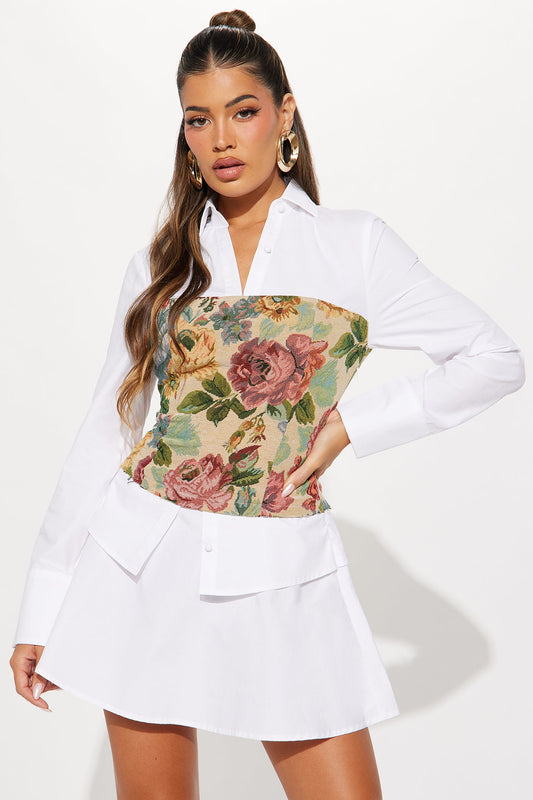 Charm Your Soul Jacquard Mini Shirt Dress