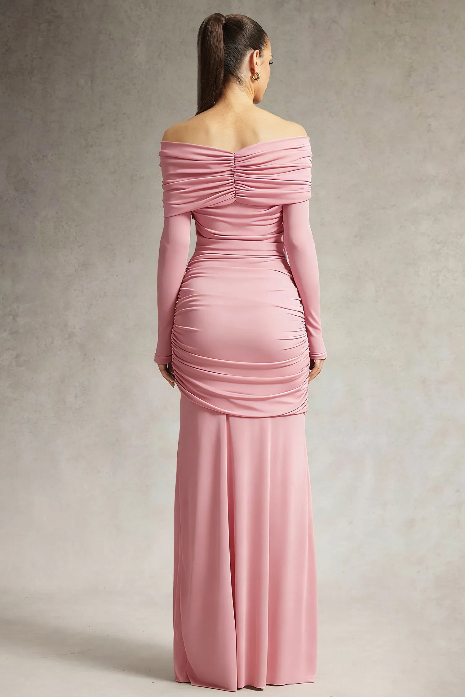 LLstyle Rose Drape Off-Shoulder Couture Maxi Gown