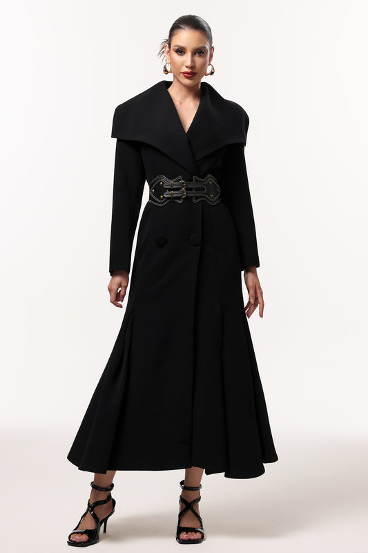 LLstyle Sculpted Belted Maxi Coat