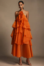 Emory Floral Halter Ruffled Maxi Dress