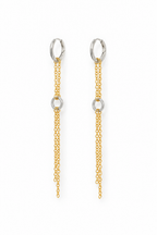 Ines Chain Drop Earring – silver hoop with double gold chain drop