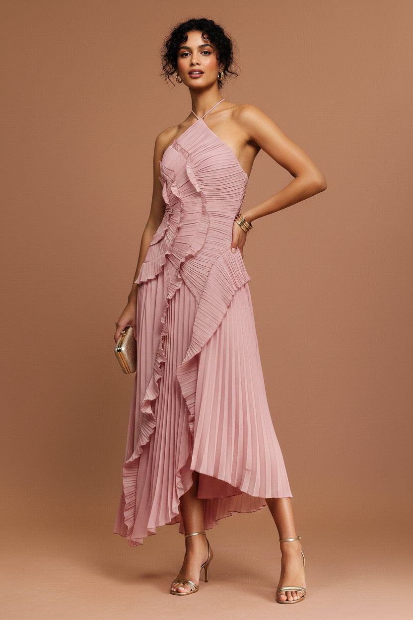 LLstyle Ruffle Halter Dress