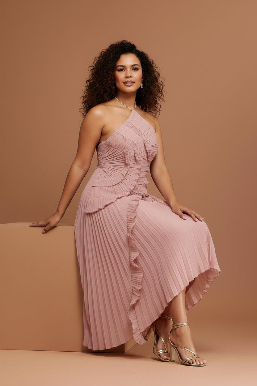 LLstyle Ruffle Halter Dress