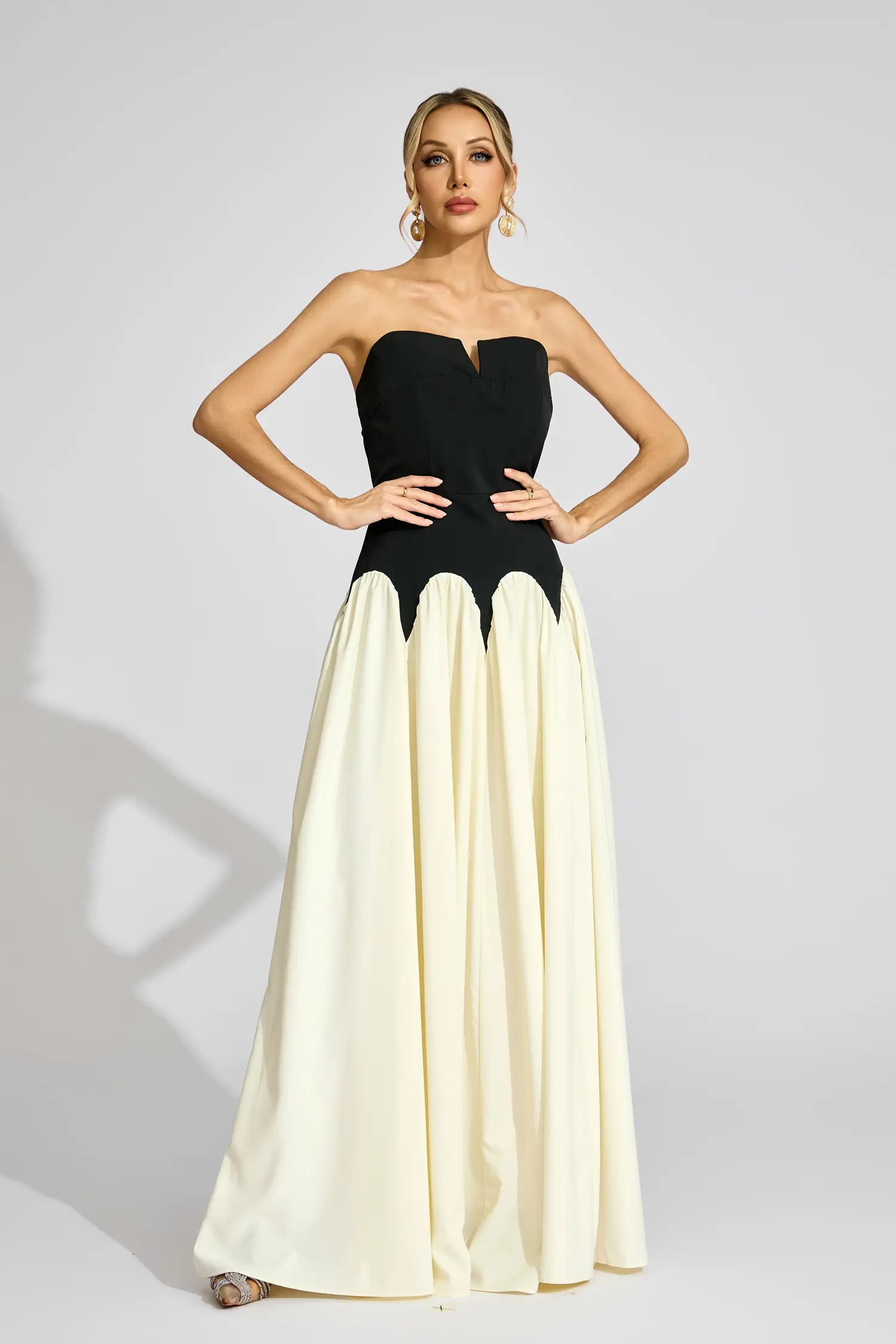 LLstyle Strapless Two-Tone Evening Gown