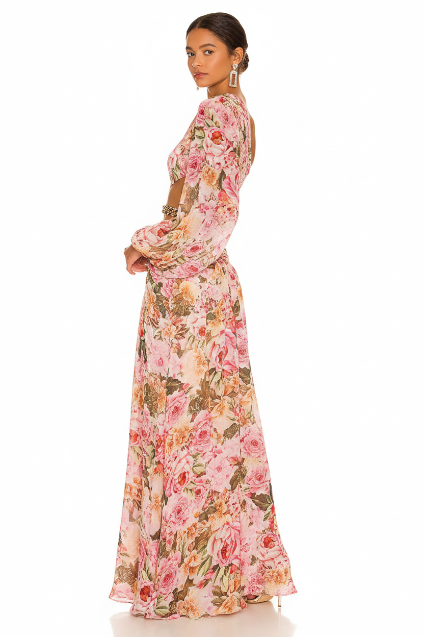 Jelo One-Shoulder Chain Detail Maxi Dress