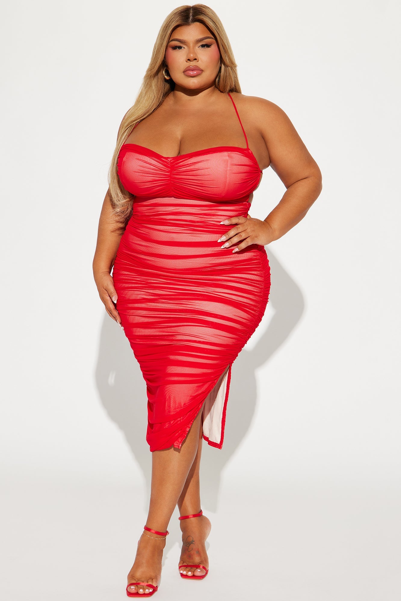 LLstyle Life After Love Mesh Midi Red Dress