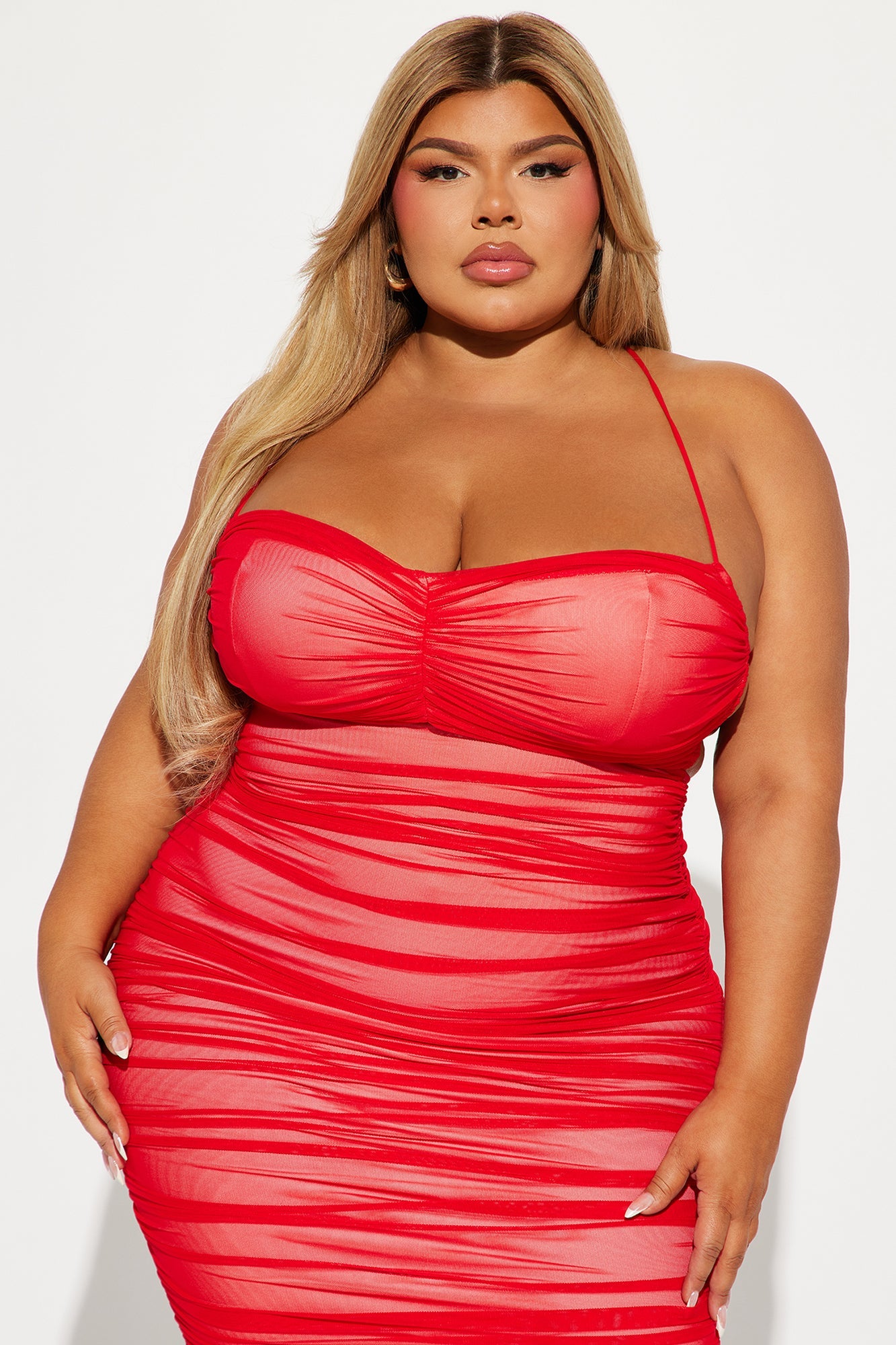 LLstyle Life After Love Mesh Midi Red Dress