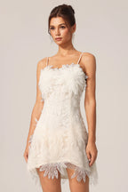 Wynter Feather-Embellished Mini Dress