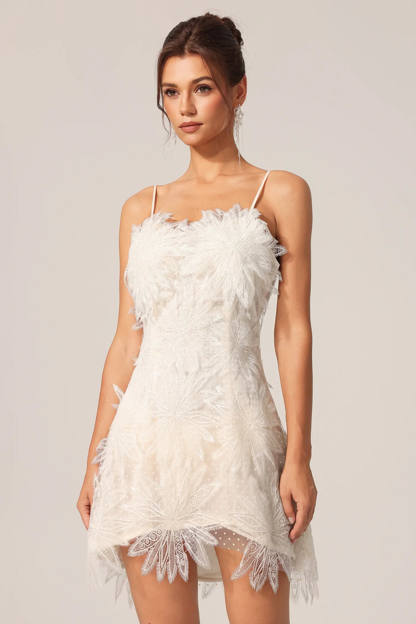 LLstyle Feather-Embellished Mini Dress