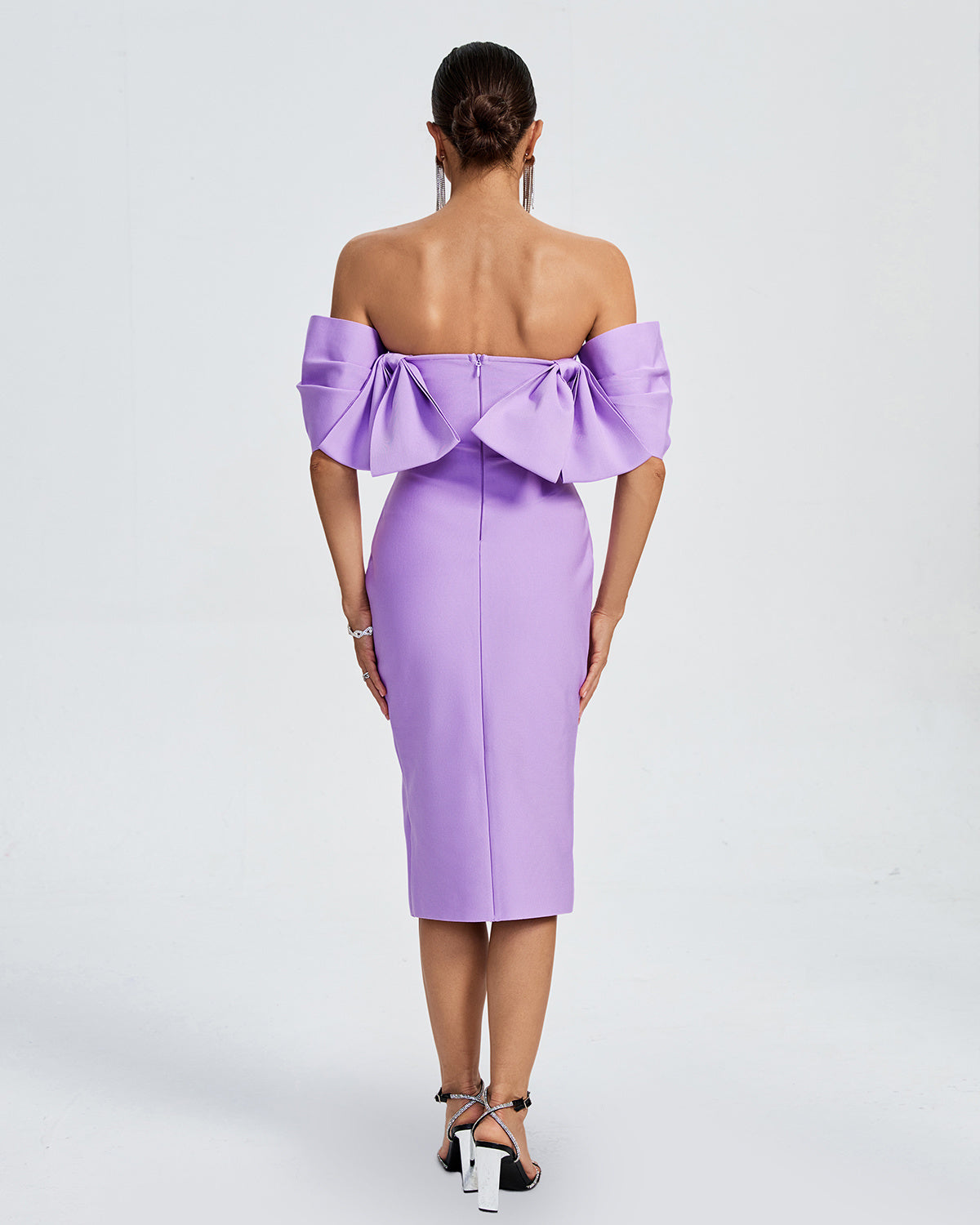 LLstyle Lavender Off Shoulder Midi Dress