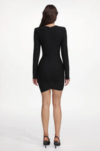Kalani Black Pearl Embellished Mini Dress