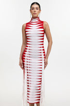 Zendaya Red & White Midi Dress