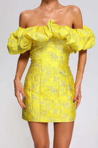 Lauriane Yellow Ruffle Mini Dress