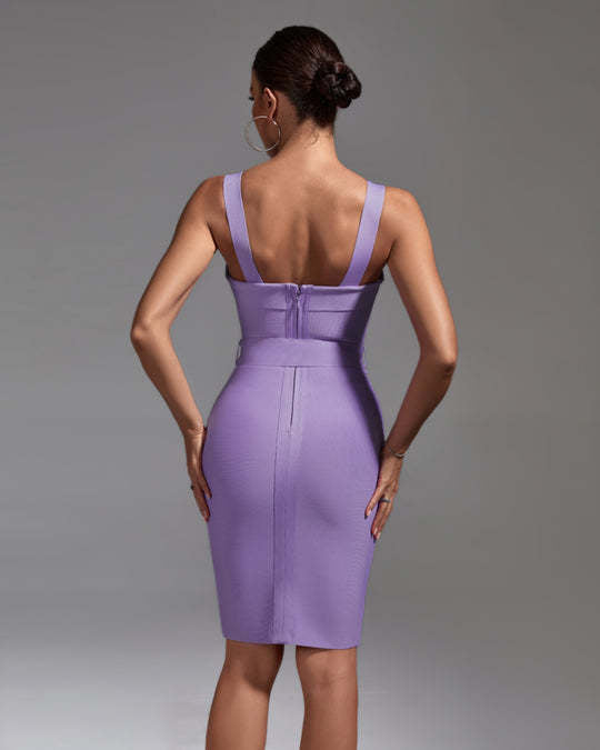 LLstyle Lavender Belted Bodycon Dress