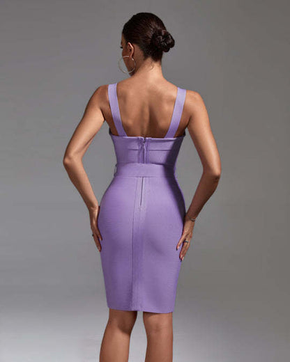 LLstyle Lavender Belted Bodycon Dress