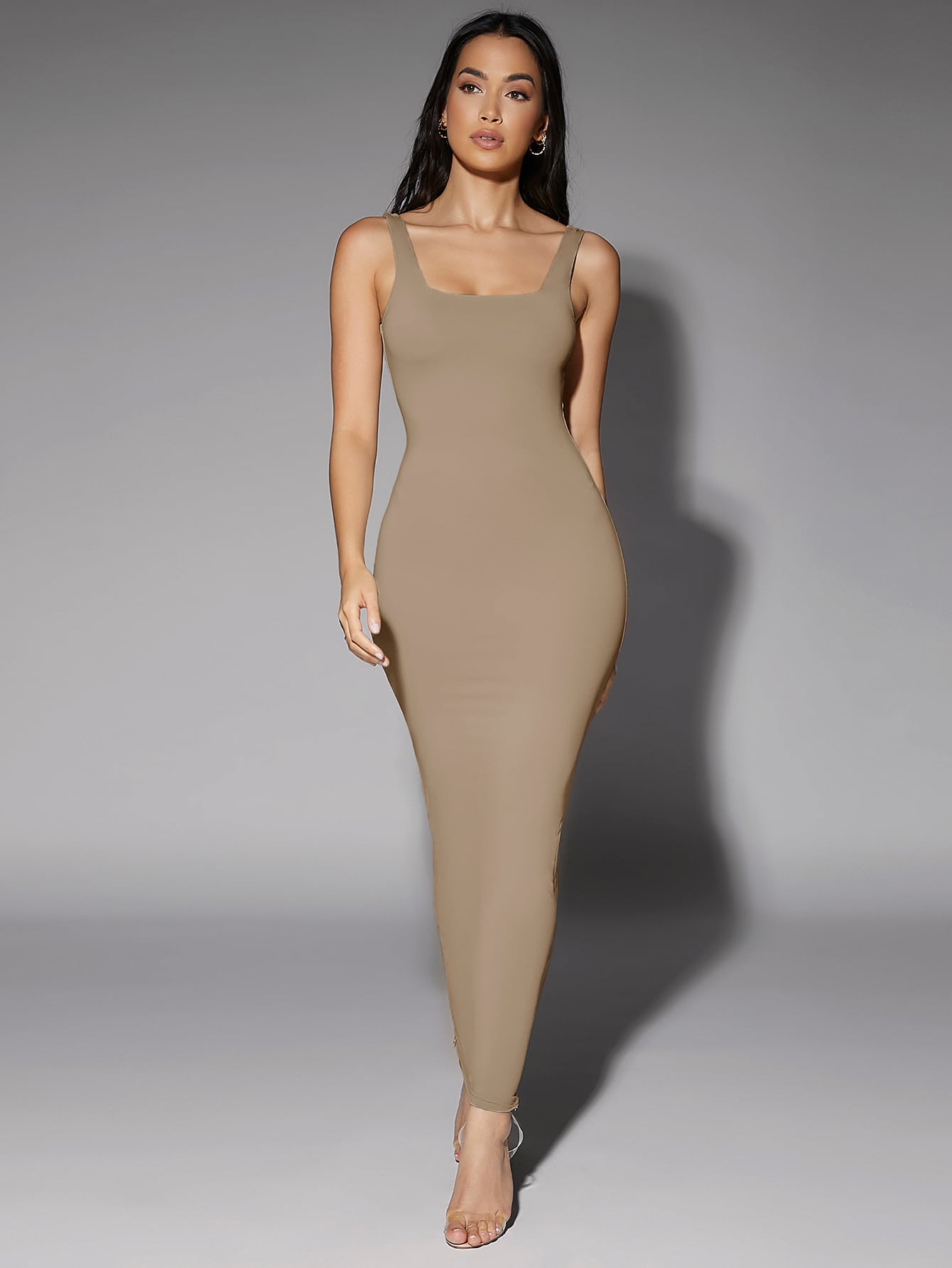 LLstyle Solid Scoop Neck Tank Dress