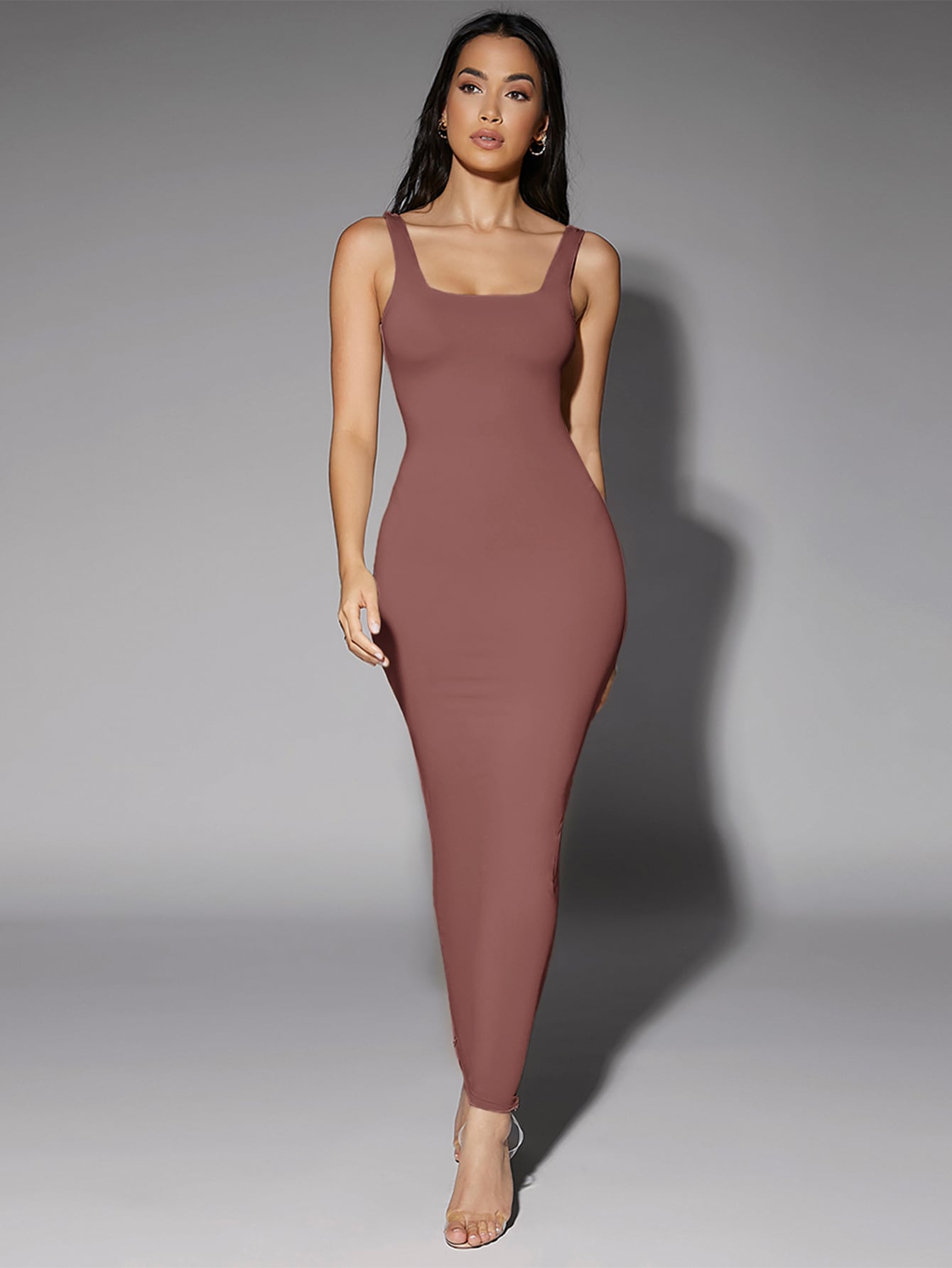 LLstyle Solid Scoop Neck Tank Dress