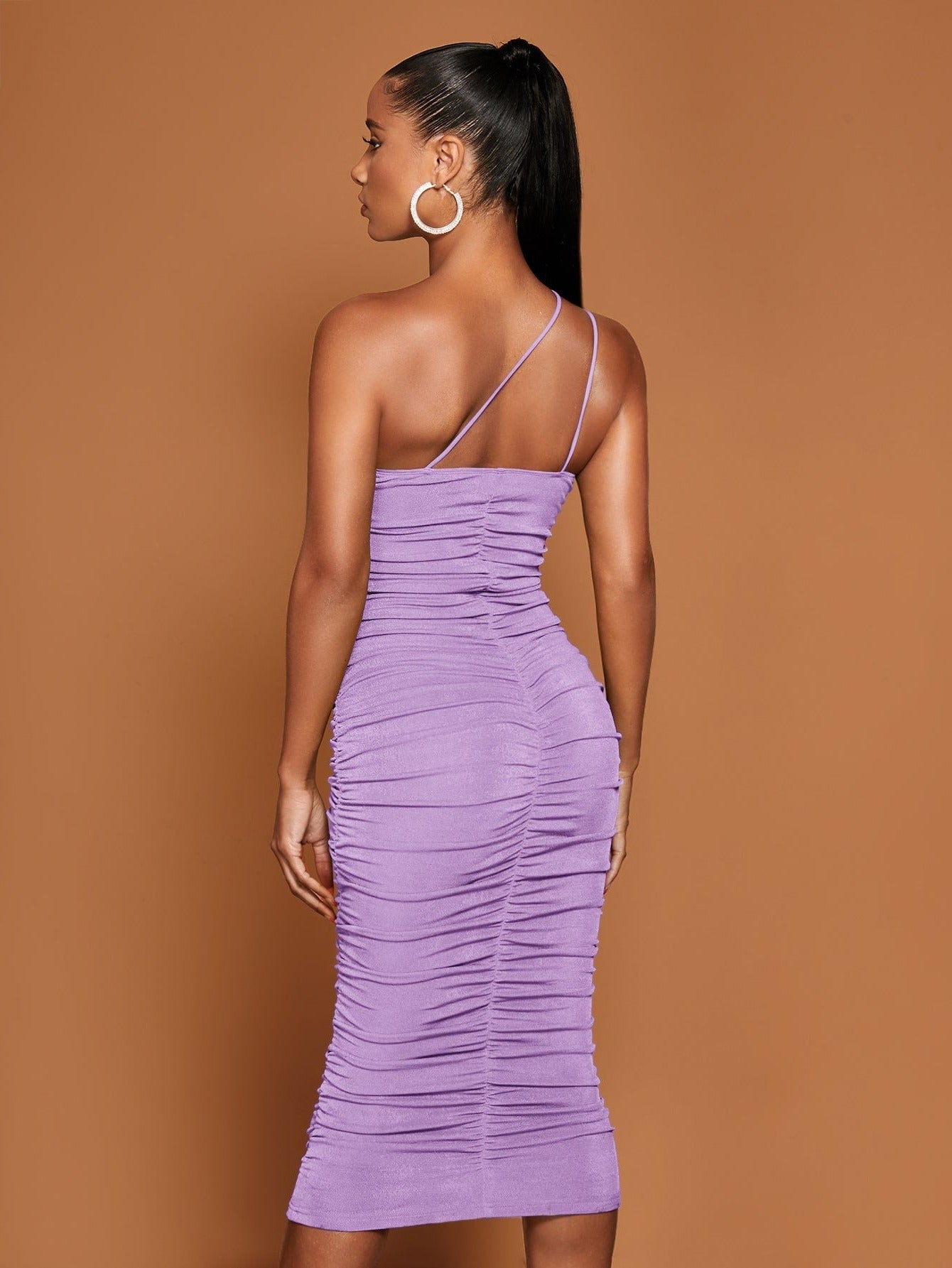 LLstyle One Shoulder Ruched Bodycon Dress